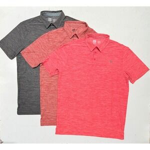 Men's Three Sixty Six Golf Polo Shirt L‎ Heathered Moisture Wicking Set of 3